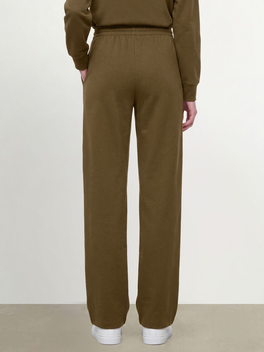 Pantaloni jogger verdi in misto cotone straight fit_3