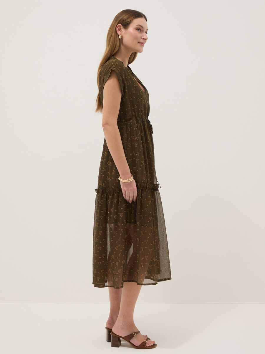 Abito premaman verde a fiori senza maniche_1