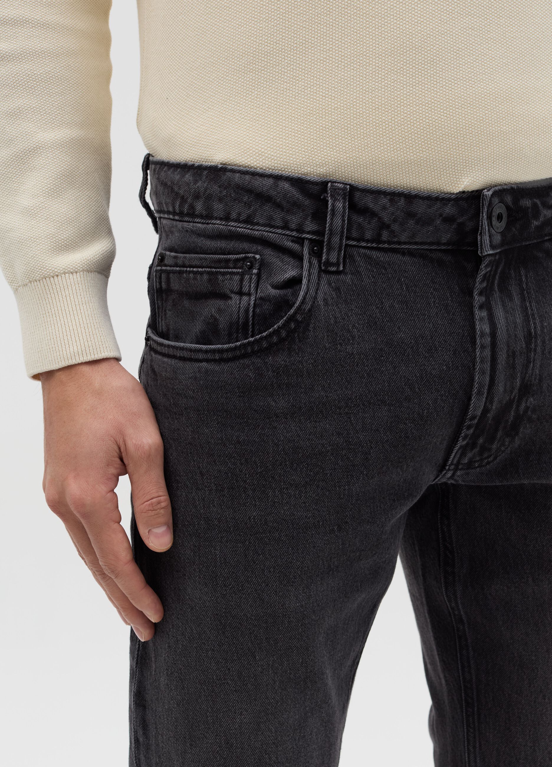 Slim-fit acid-wash jeans