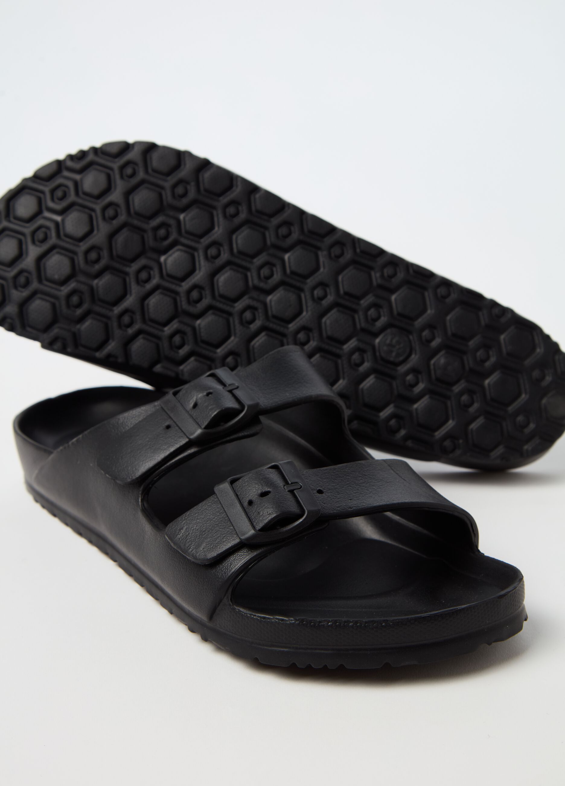 Double strap sandals with buckle