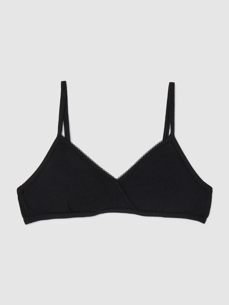 Girls' Black Stretch Cotton Bra_0