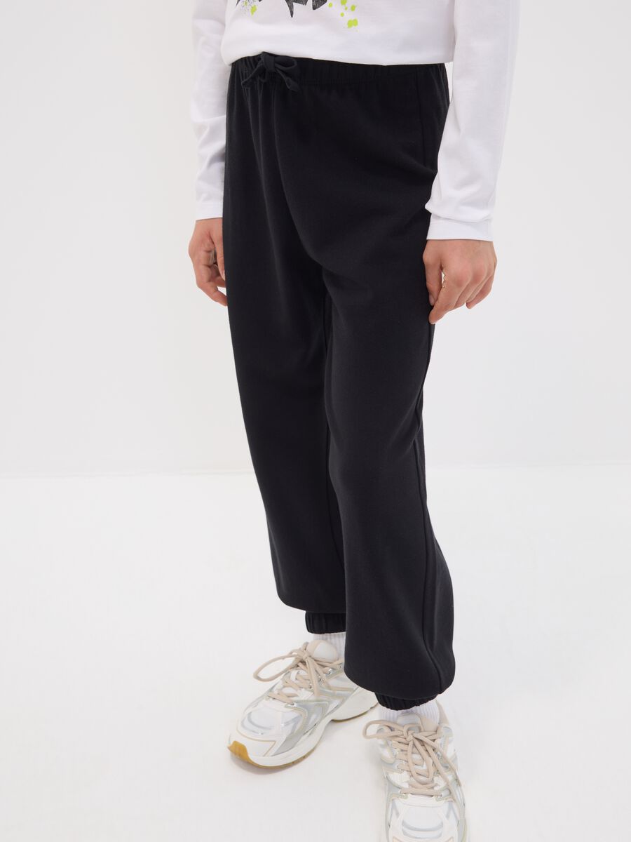 Black pure organic cotton jogger trousers for boys, relaxed fit_2
