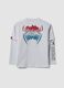 Grey long-sleeved pure cotton T-shirt with MARVEL Spider-Man print for boys_1