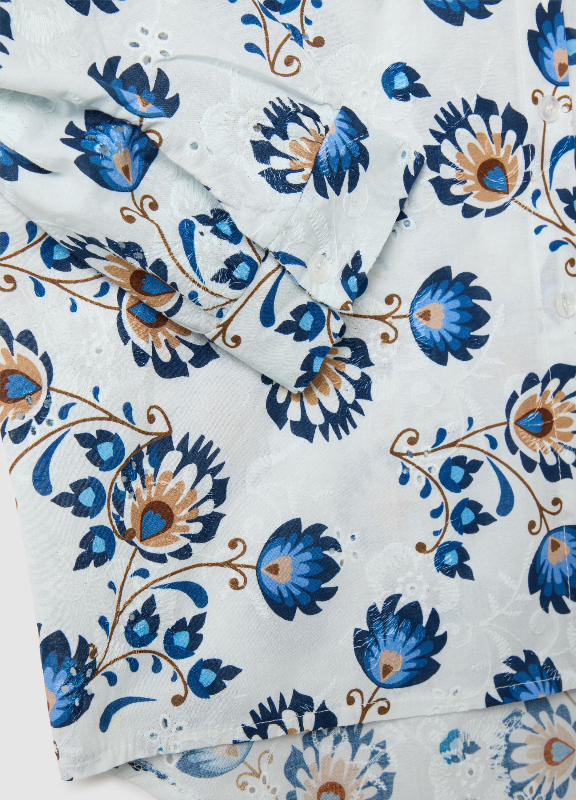 Multicolour regular fit women's shirt in pure cotton