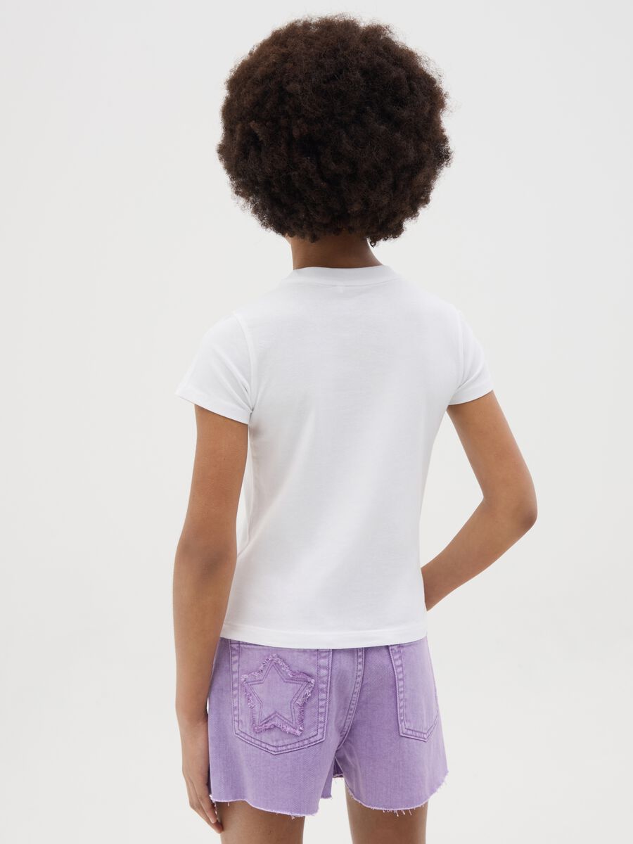 White stretch cotton T-shirt with print_2