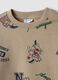 Beige pure cotton crew-neck printed set for baby boy_3