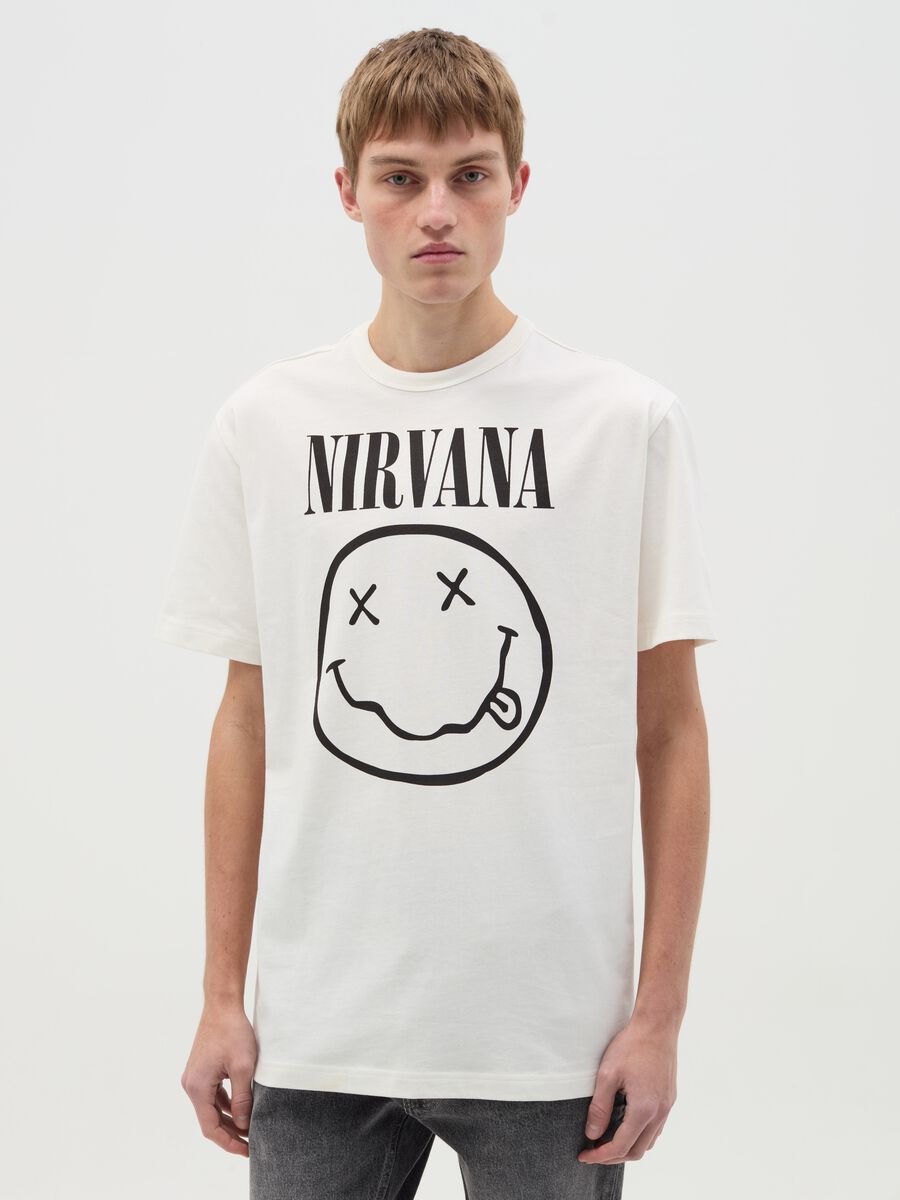 Cotton T-shirt with Nirvana print_0