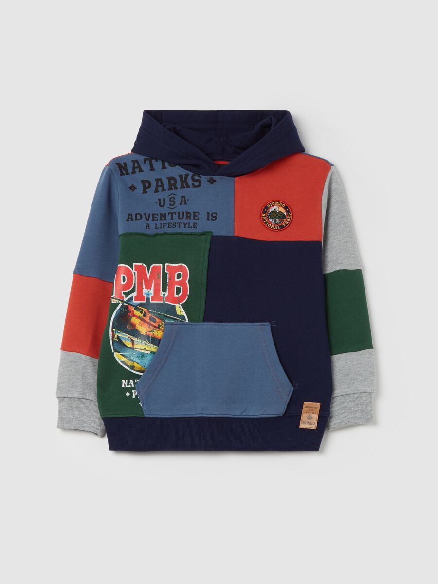 Patchwork-effect sweatshirt with hood_3