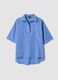 Light blue pure cotton V-neck top_4