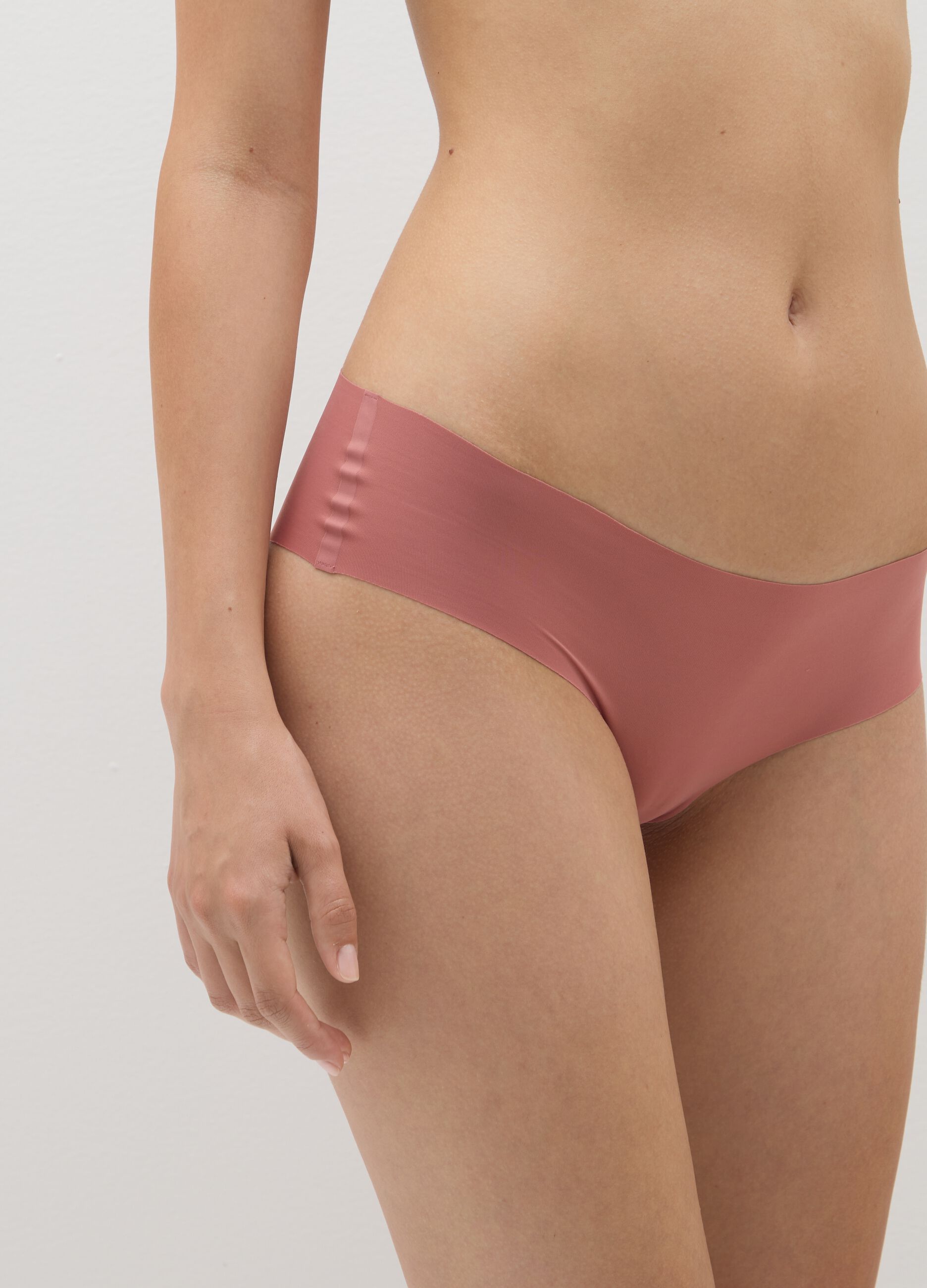 High-waist briefs in pink stretch fabric