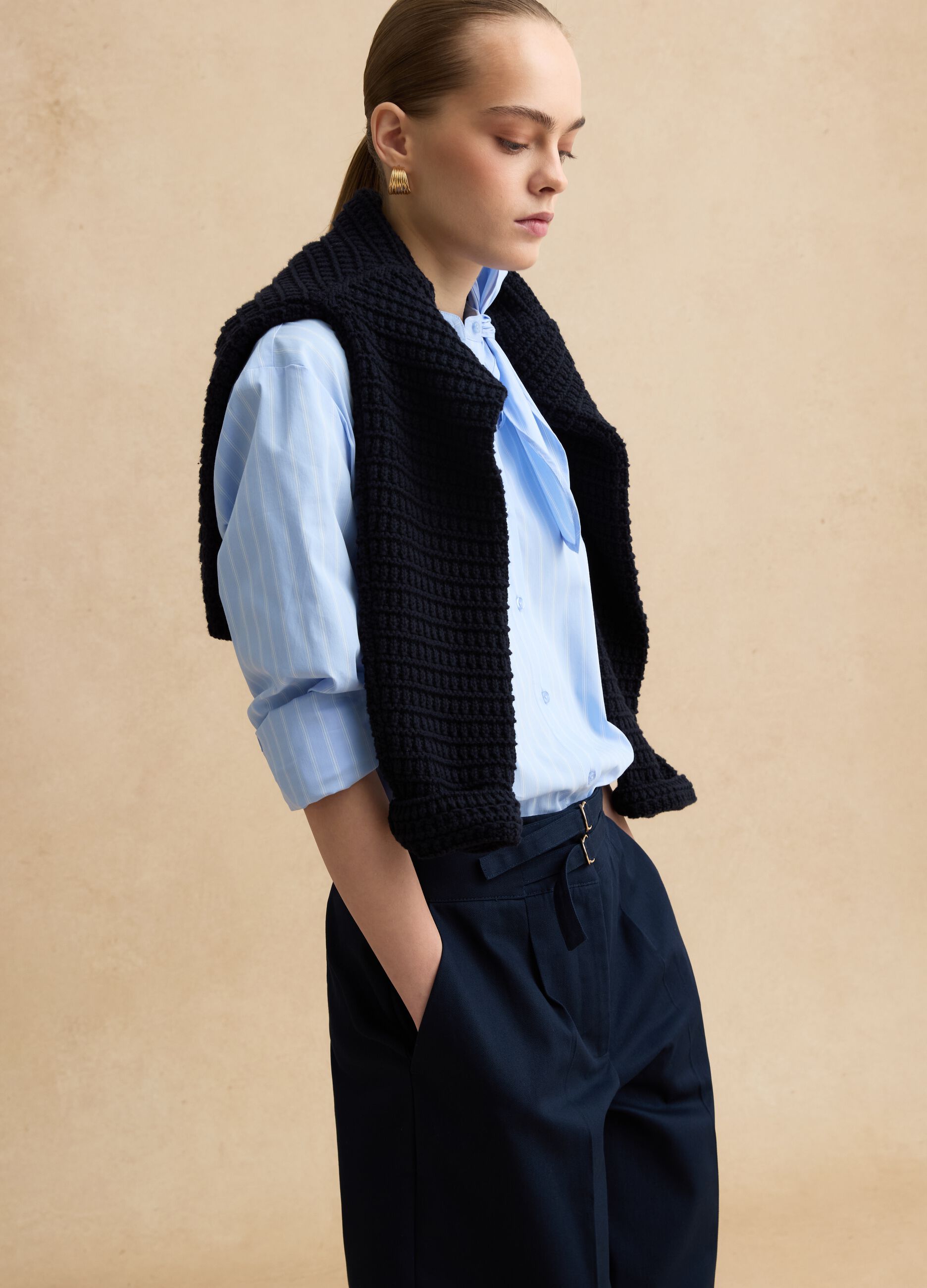 Oversized Multicolour Striped Stretch Cotton Shirt