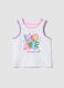 Tank top bianco in cotone elasticizzato con stampa per bambina regular fit_0