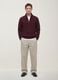 Maglia rossa Half zip in misto cotone e lana_1