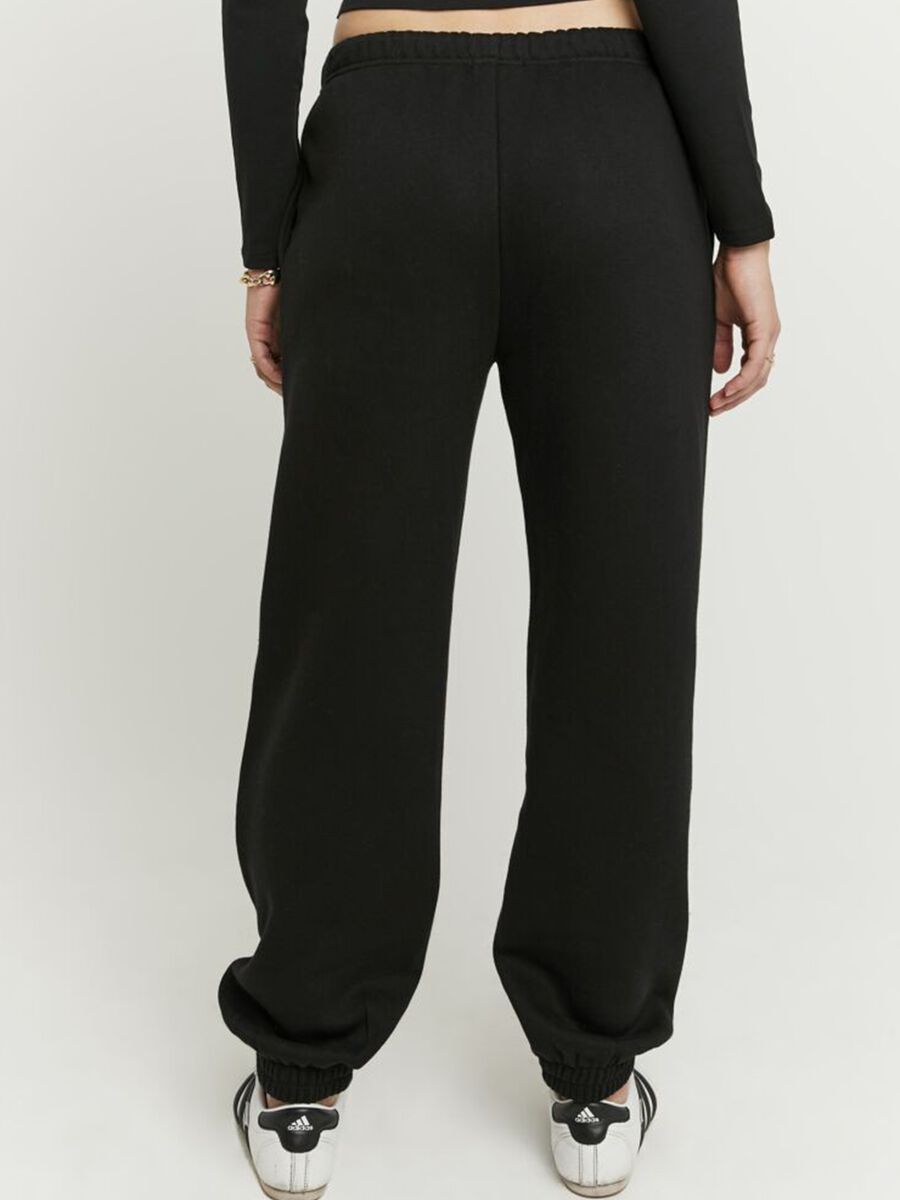 Regular fit black cotton blend jogger trousers_2