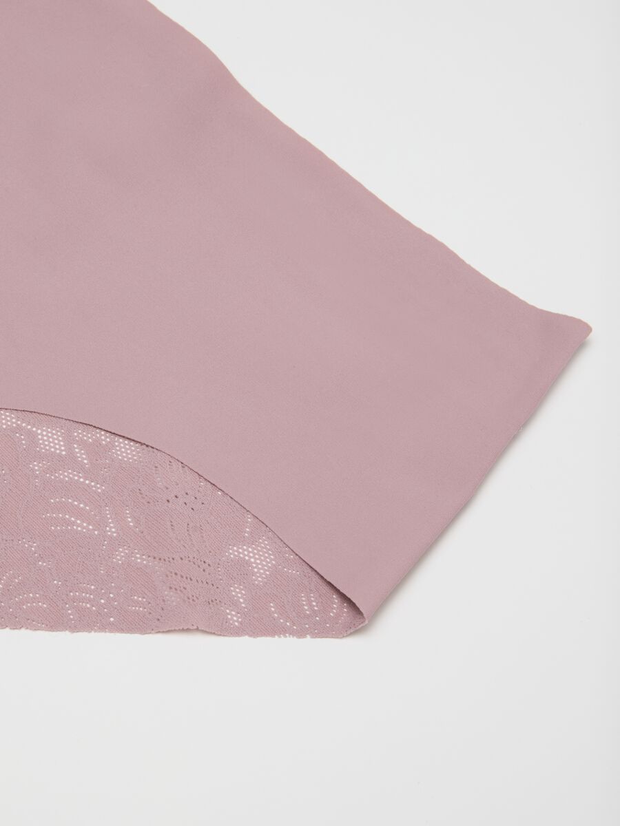Slip in pizzo elasticizzato rosa a vita alta_5