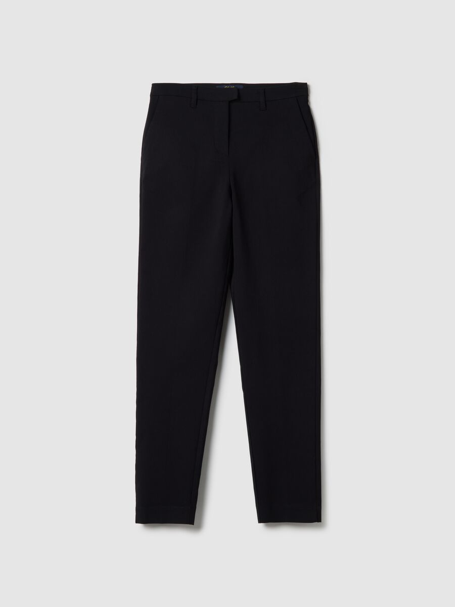 Black slim fit chino trousers_0
