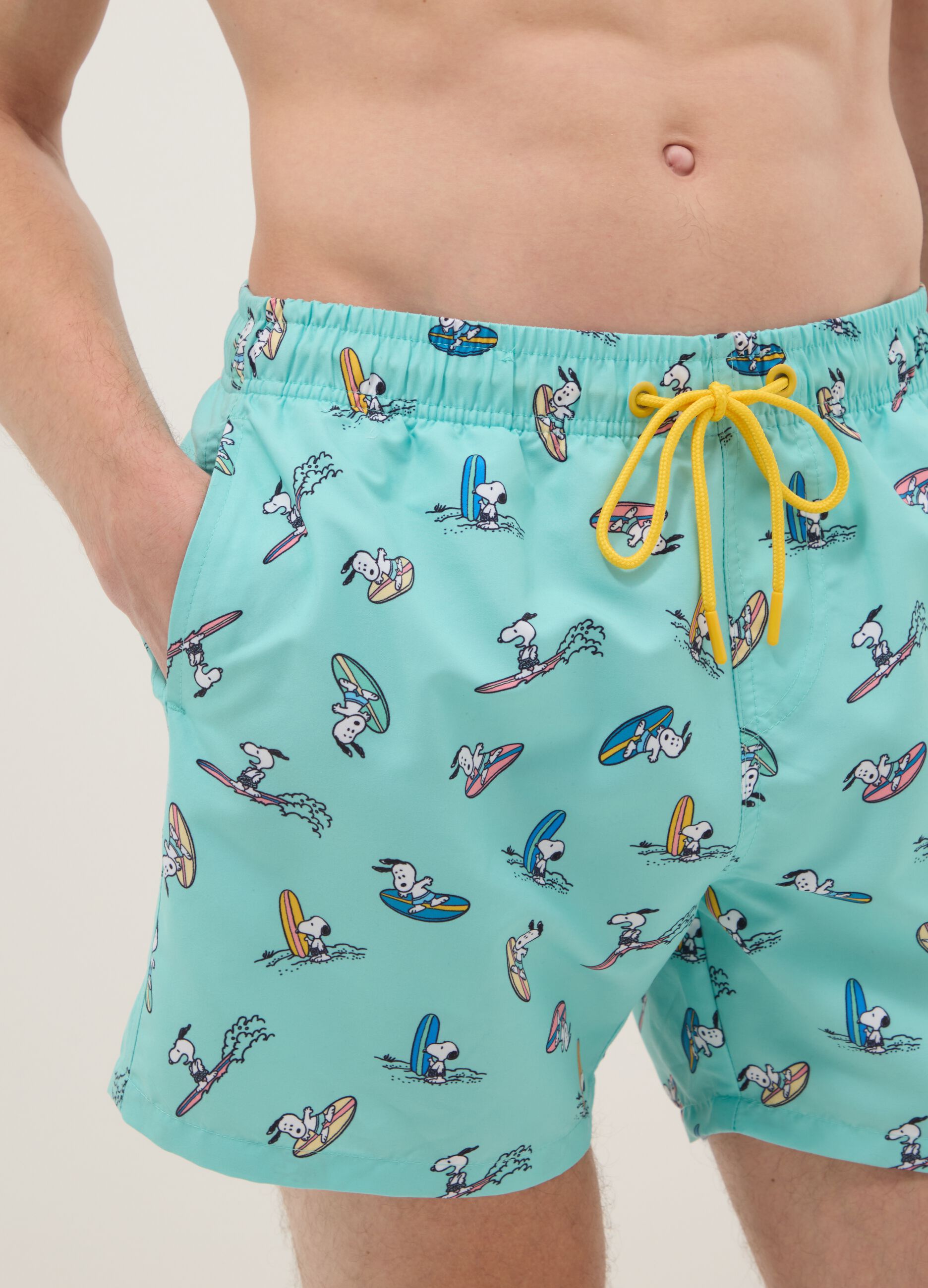 Blue swimsuit with Snoopy surf prints