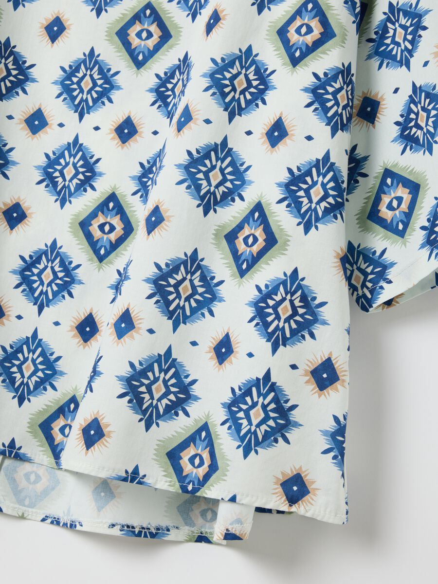 Blue Spring Blouse with Geometric Pattern Hybrid_5