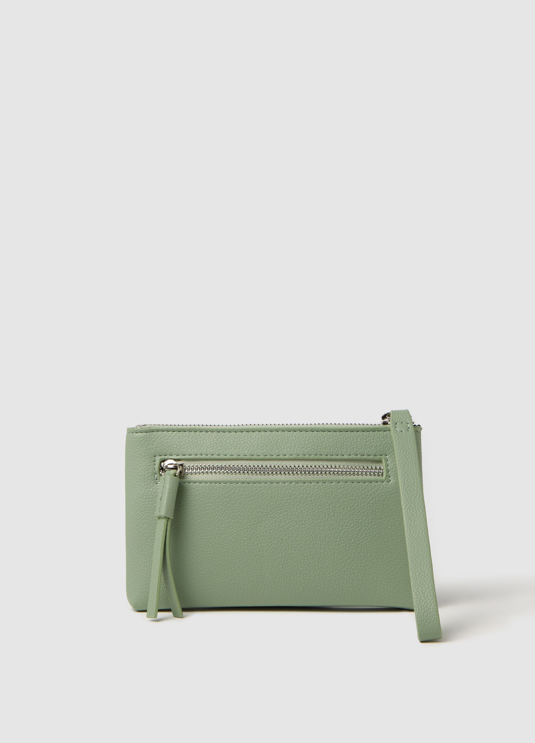 Textured-effect green clutch