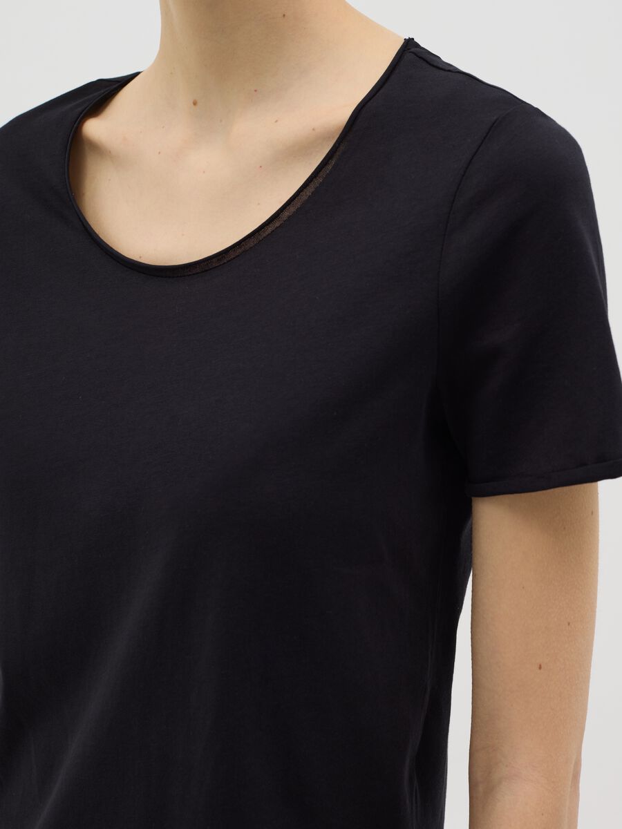 Black relaxed-fit T-shirt in cotton_3