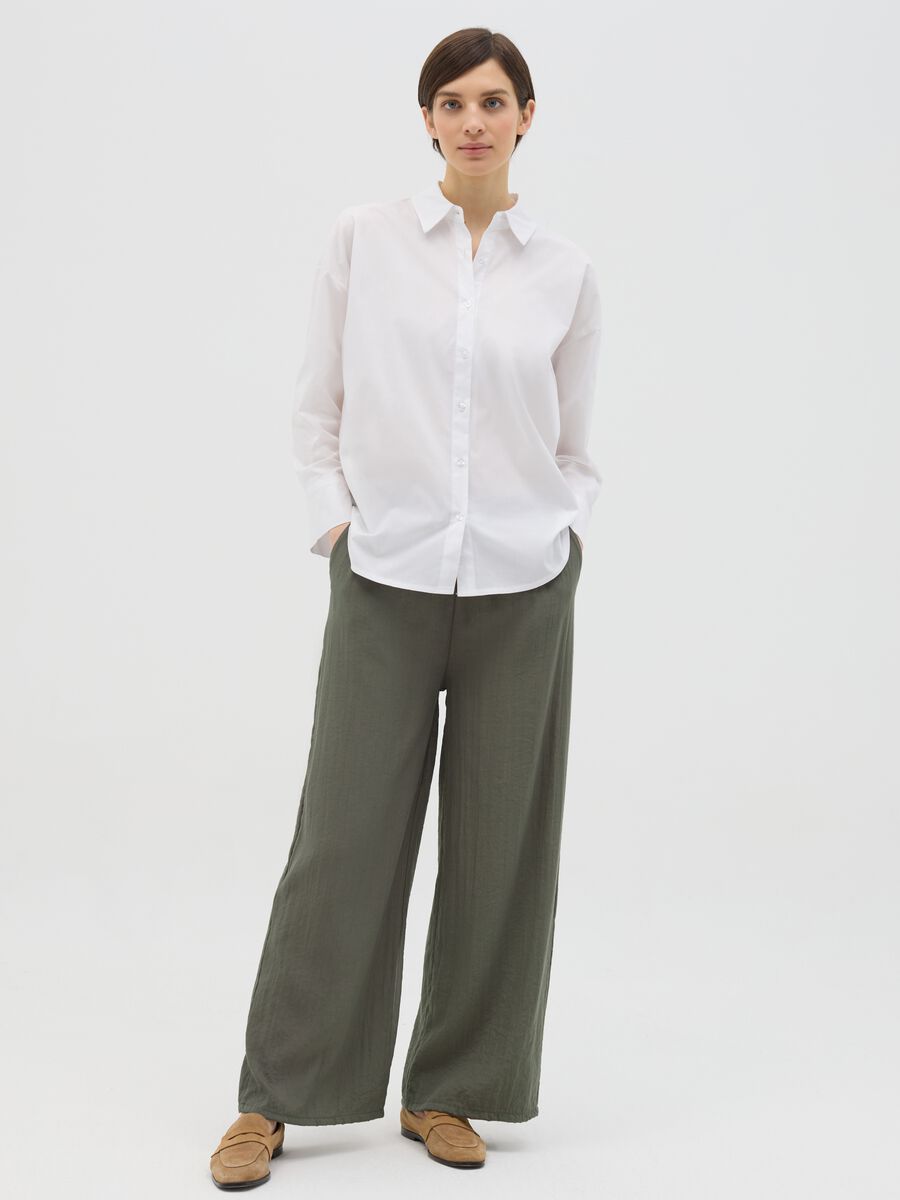 Green wide-leg trousers_0