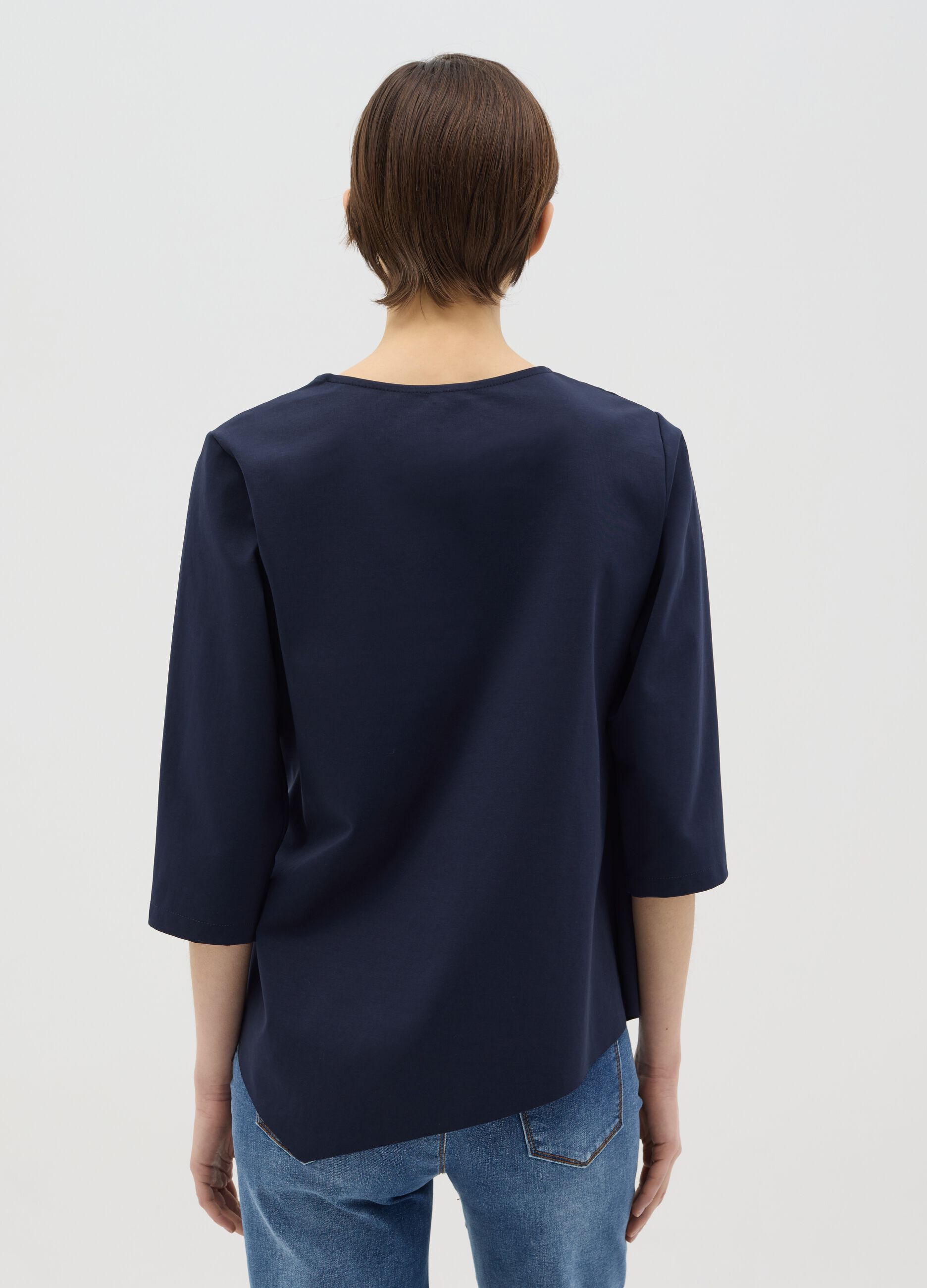 Blue blouse with bow