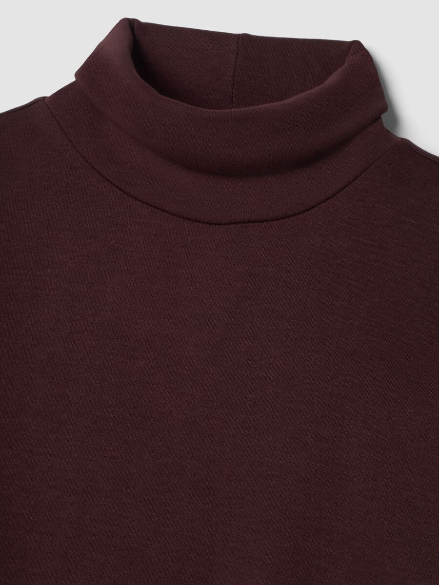 T-shirt marrone in puro cotone con dolcevita_1
