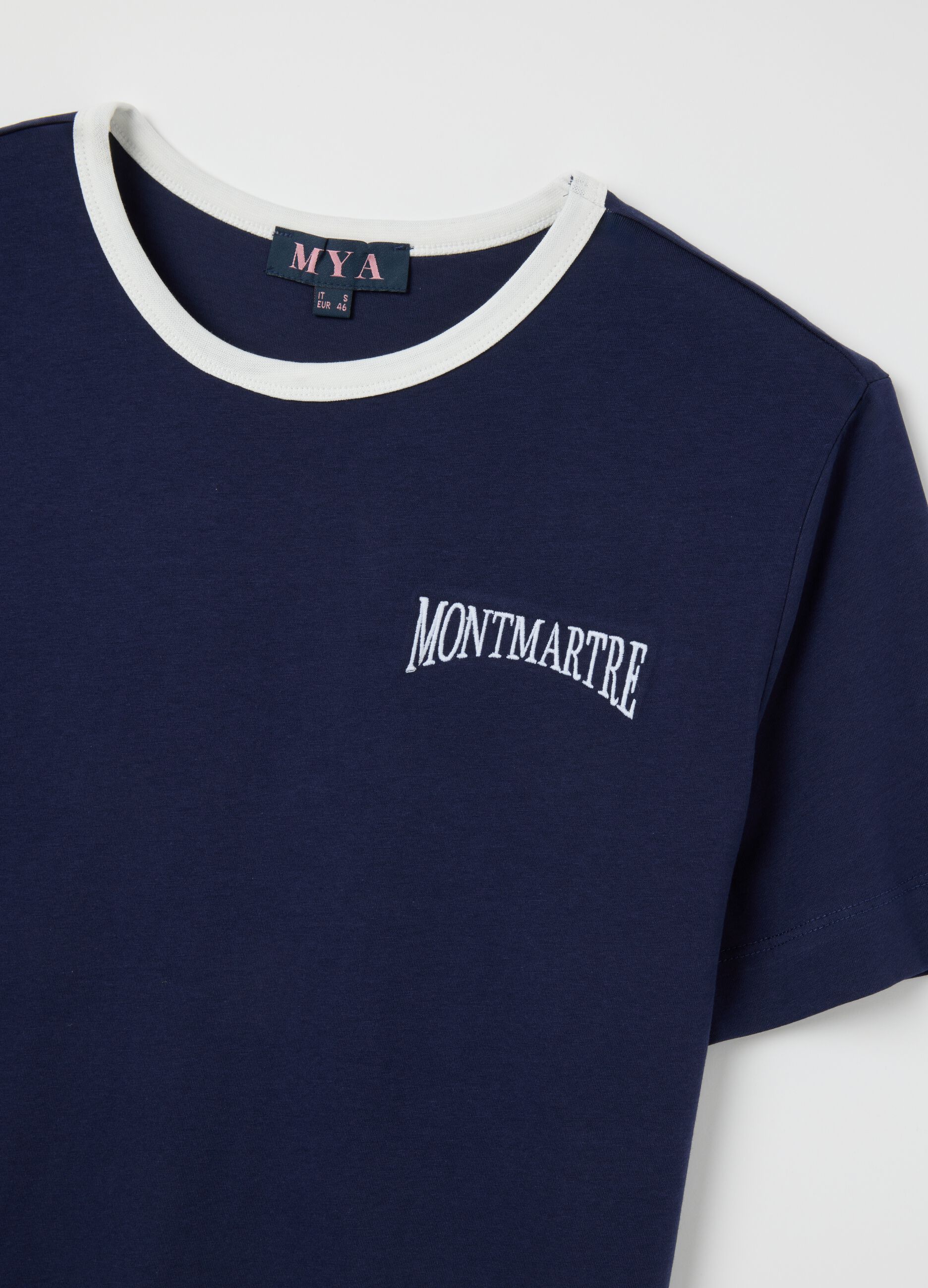 Women's pure cotton blue t-shirt with logo