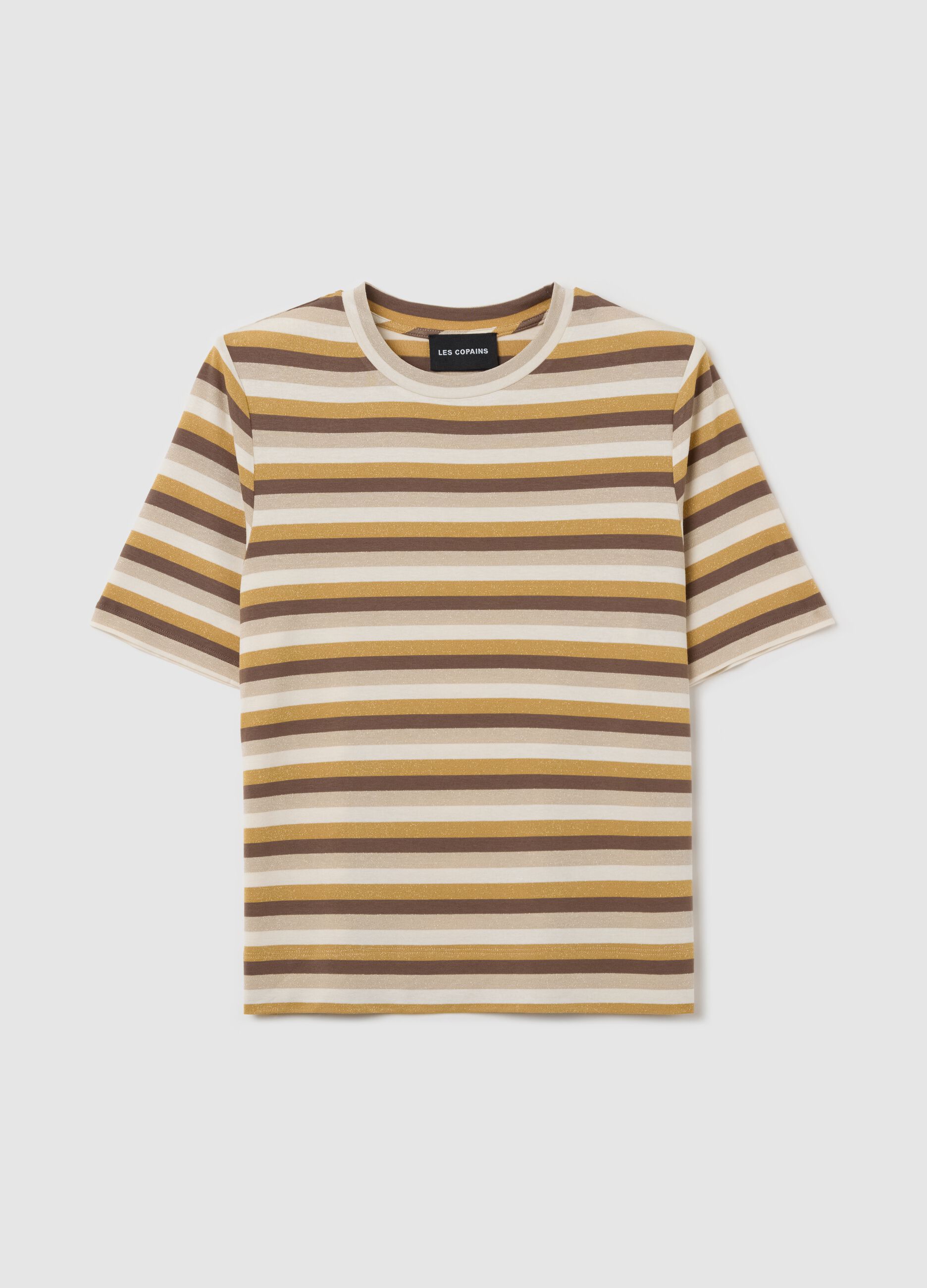 T-shirt with multicoloured stripes and lurex