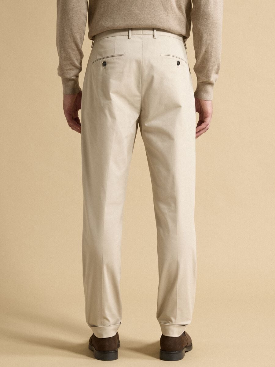 Beige regular-fit stretch cotton twill chino trousers_2