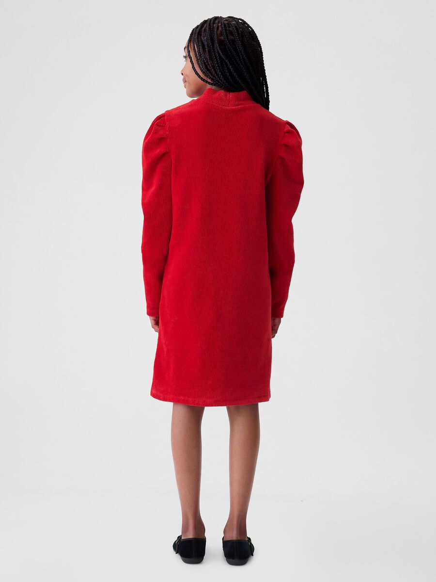 Corduroy dress with puff sleeves_1