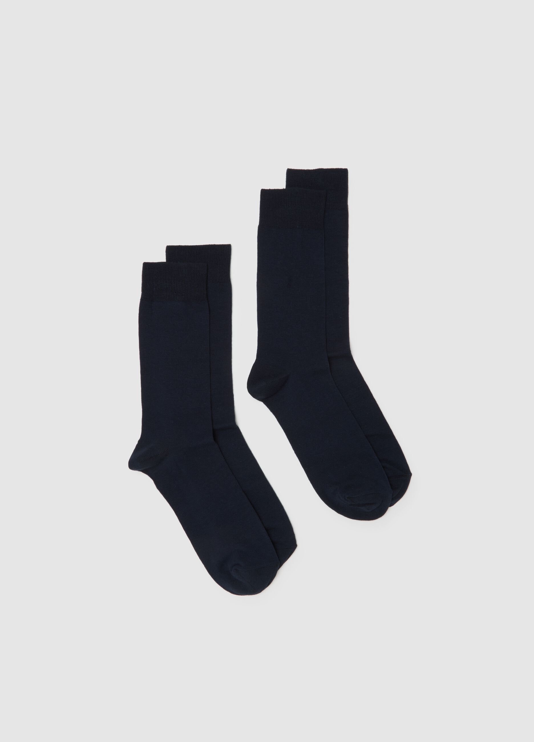 Blue elasticated cotton socks twin pack set
