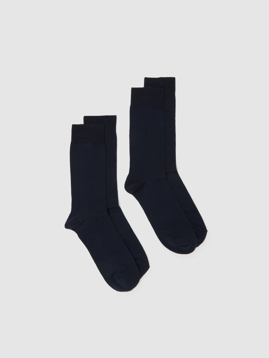 Blue elasticated cotton socks twin pack set_0