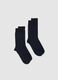 Blue elasticated cotton socks twin pack set_0
