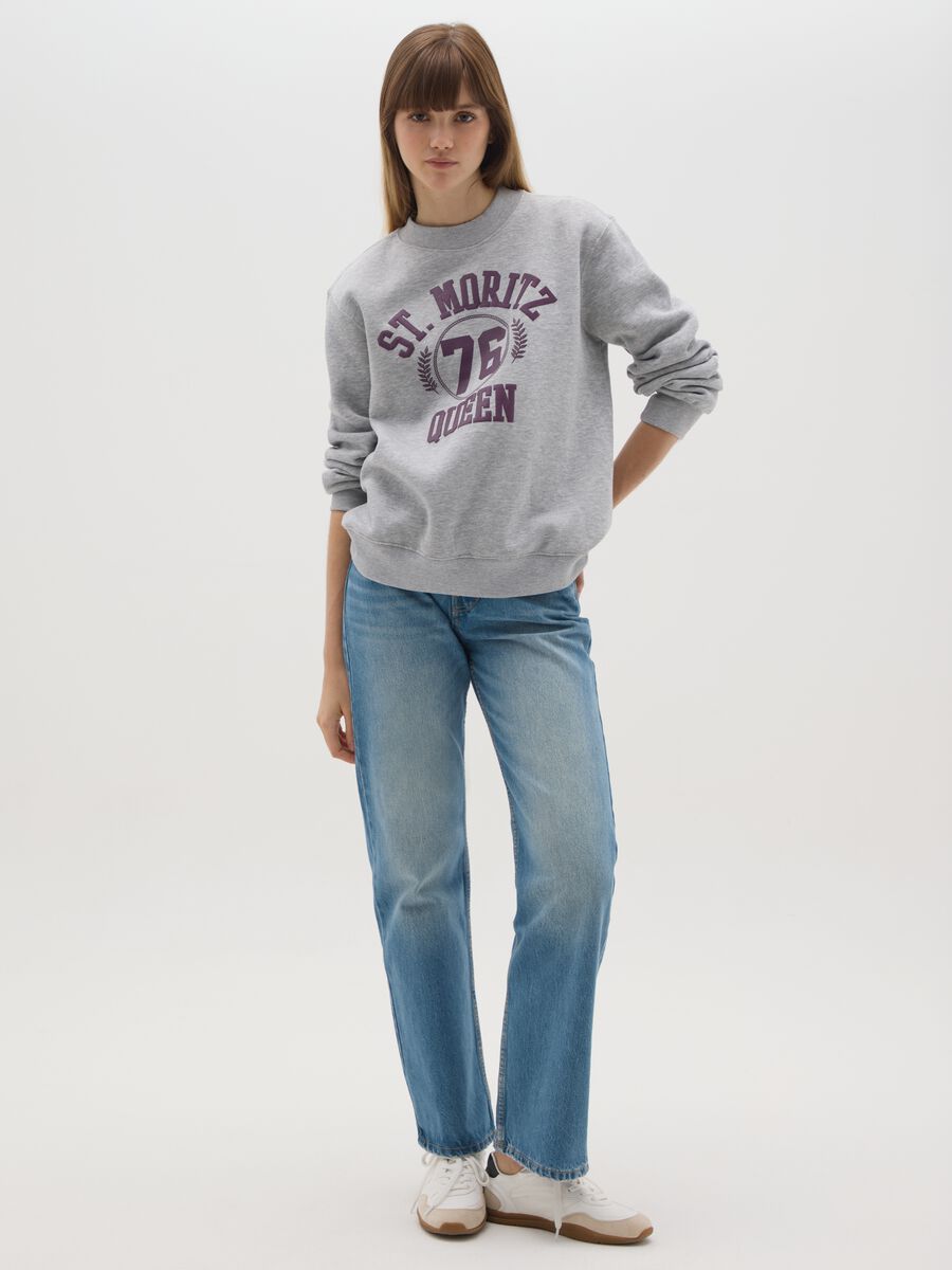 Grey cotton blend sweatshirt with regular fit and crew neck_1