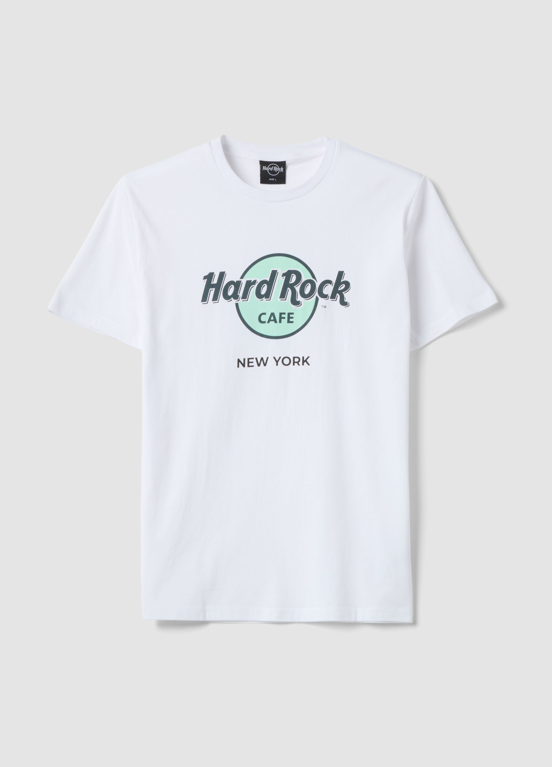 T-shirt bianca con stampa Hard Rock Cafe in puro cotone regular fit