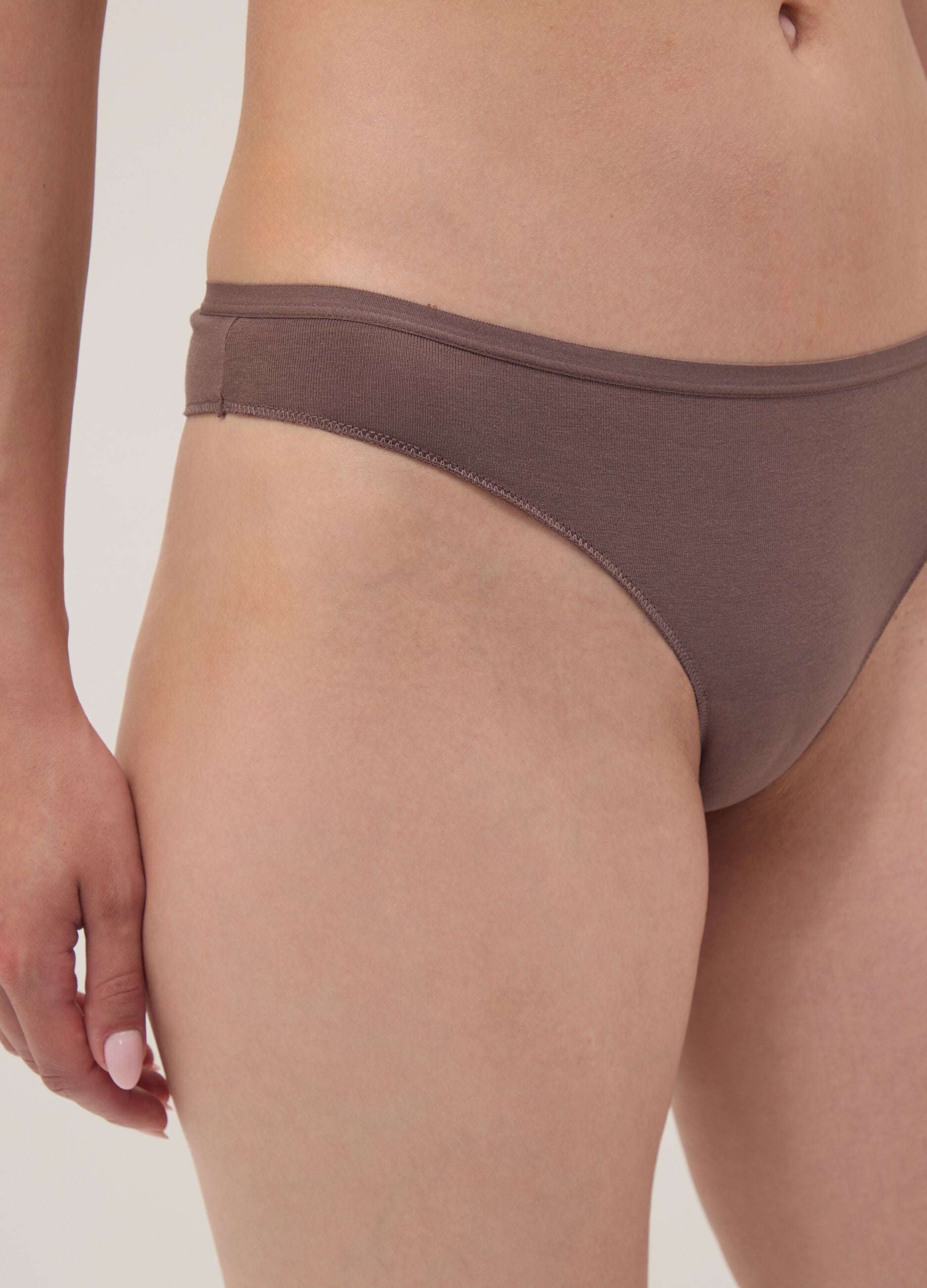 Multipack of five multicolour Brazilian briefs in stretch cotton