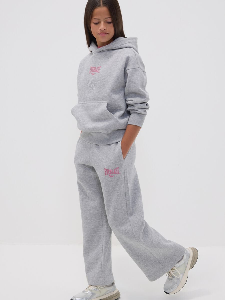 Grey cotton-blend hoodie for girls, regular fit_0