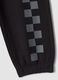 Pantaloni jogger neri in puro cotone con stampa a scacchi_3