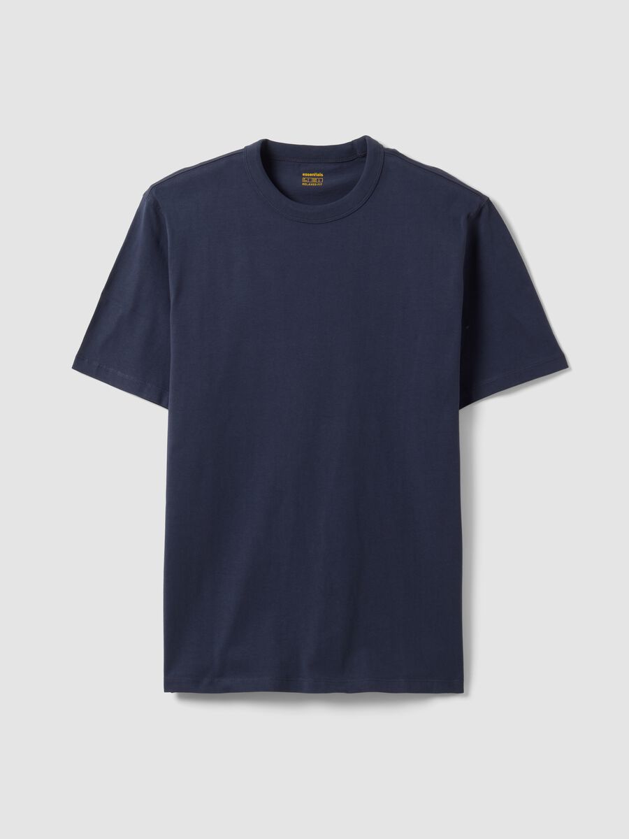 T-shirt blu in puro cotone a girocollo relaxed fit_3