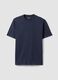 Blue pure cotton crew-neck T-shirt, relaxed fit_3