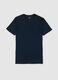 Blue pure cotton t-shirt regular fit with V-neck_4