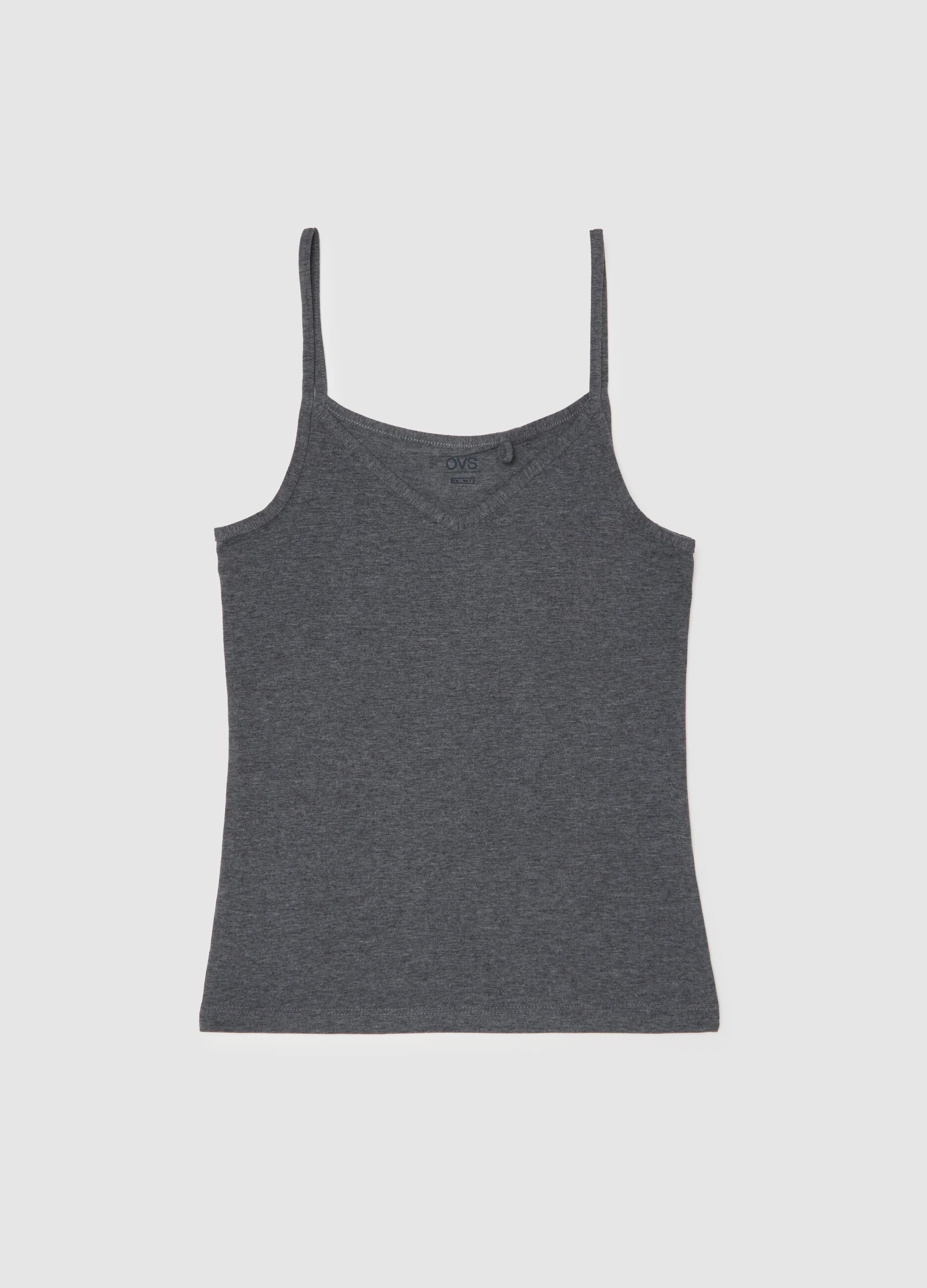 Grey stretch jersey tank top