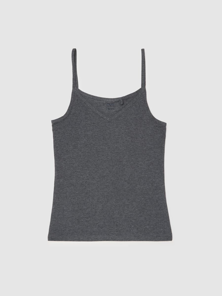 Grey stretch jersey tank top_0