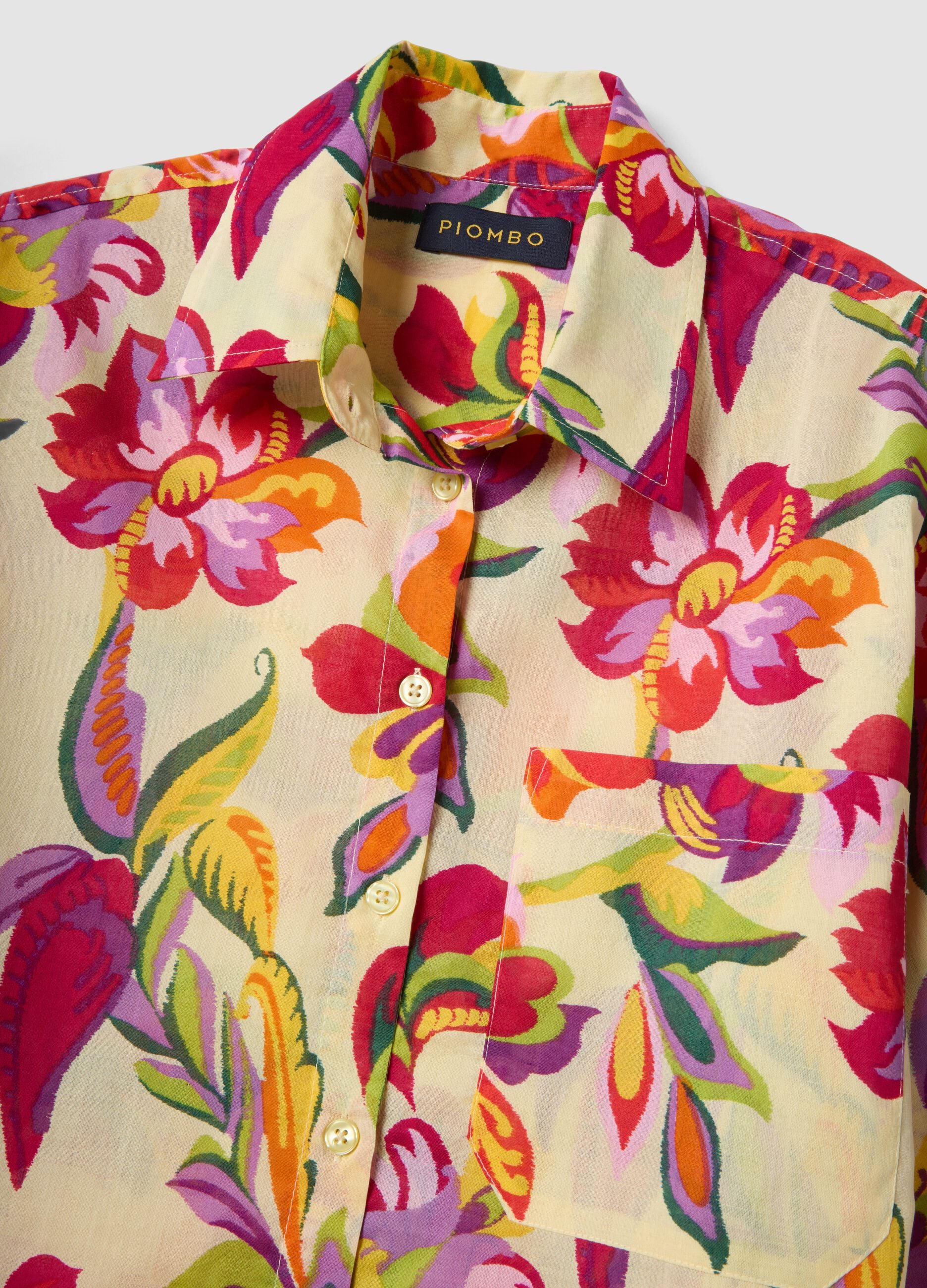 Multicolour pure cotton shirt with bold print and oversized fit