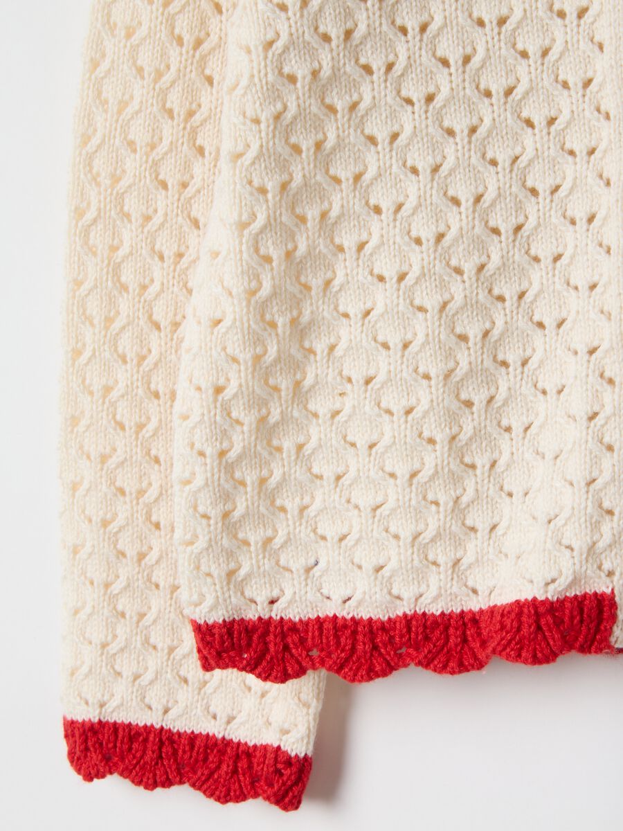 Beige pure cotton regular fit cardigan for girls_3