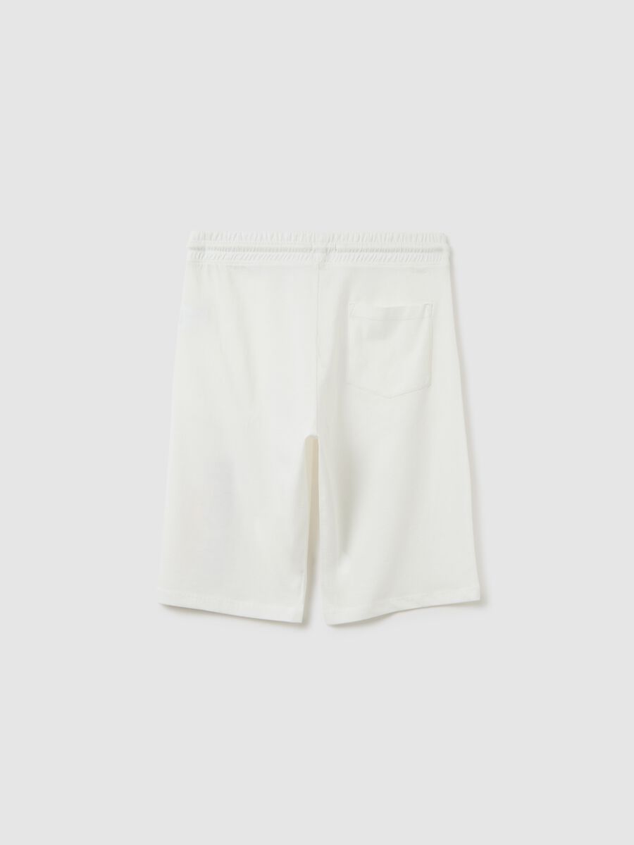 Pantaloncini da ragazzo in puro cotone bianco regular fit con stampa_1