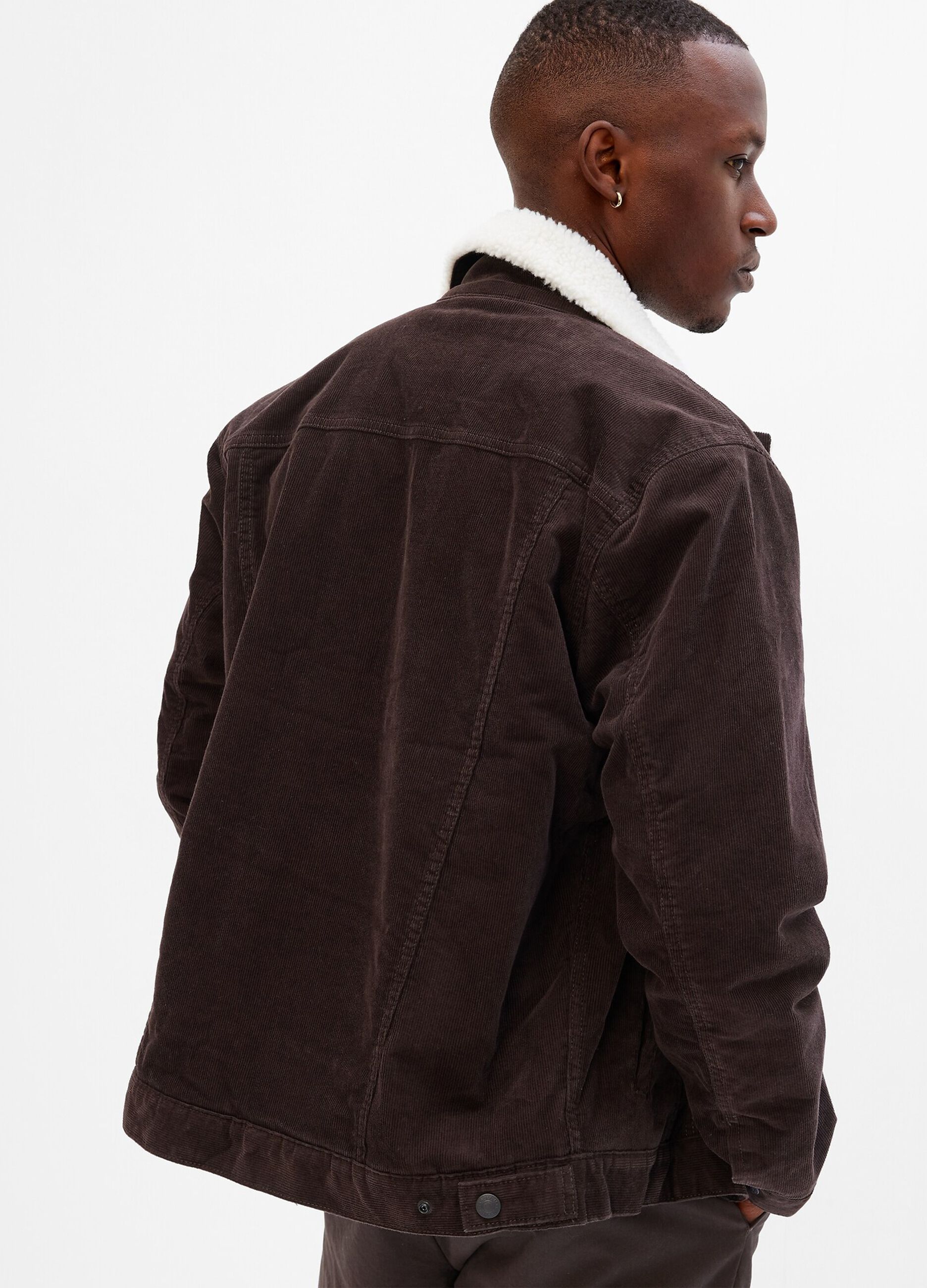 Corduroy jacket with sherpa lining