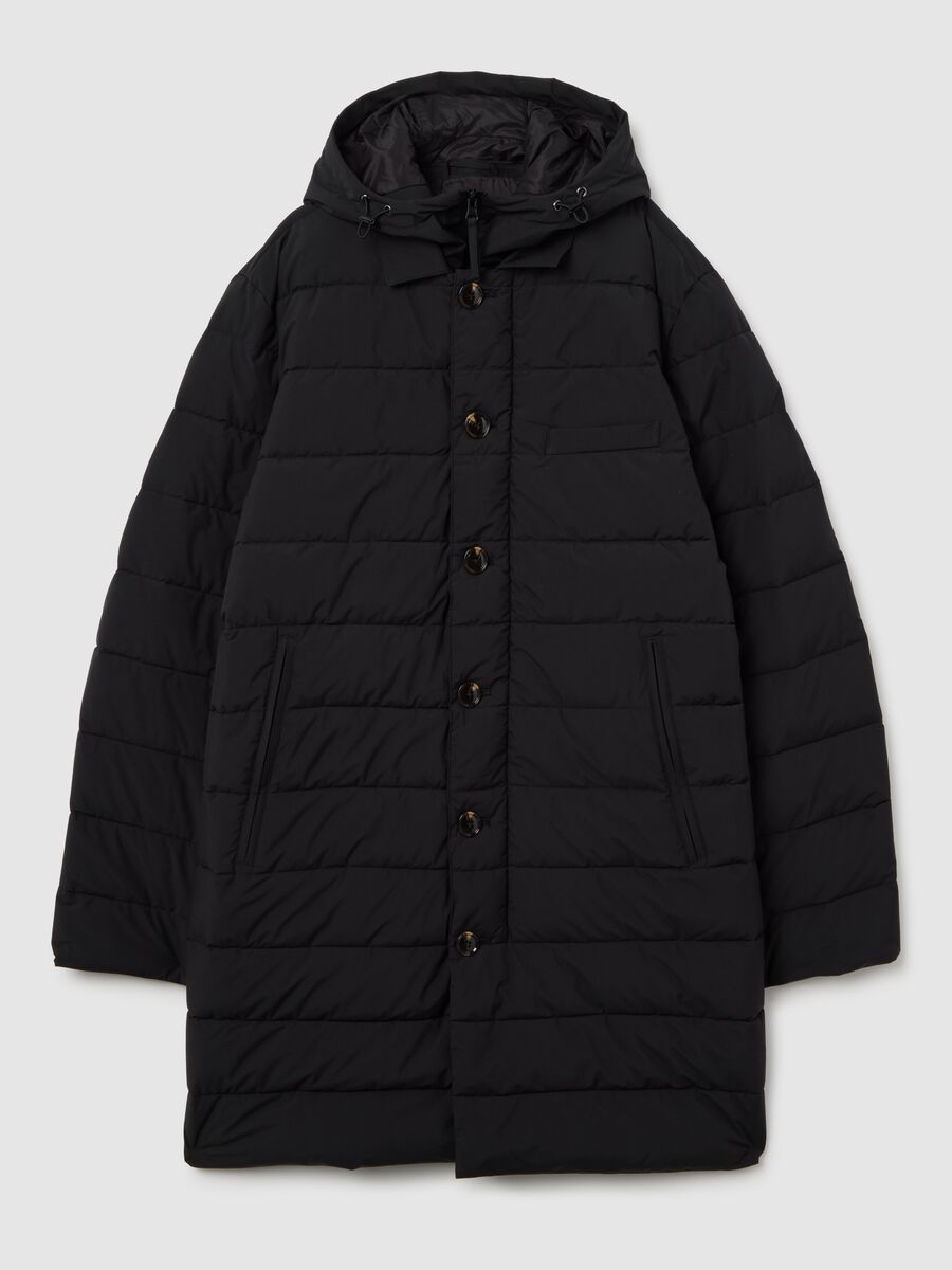 Black regular fit parka jacket with zip_0