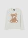 Girls' white regular fit jumper with bear motif and sequins_0
